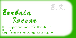 borbala kocsar business card